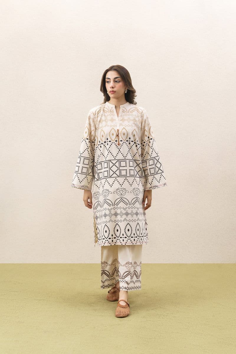 2 PIECE EMBROIDERED DOBBY SUIT (PRET) thumbnail