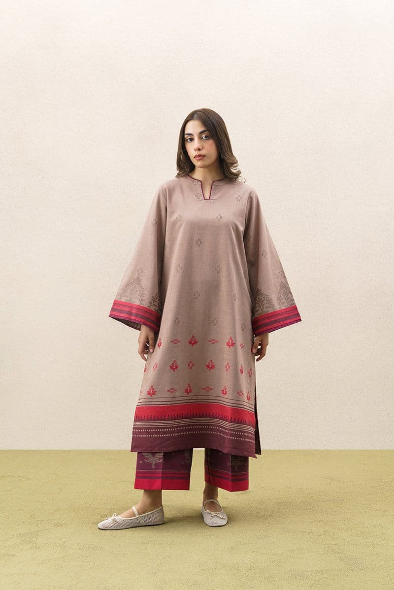 2 PIECE SOLID JACQUARD SUIT (PRET) thumbnail