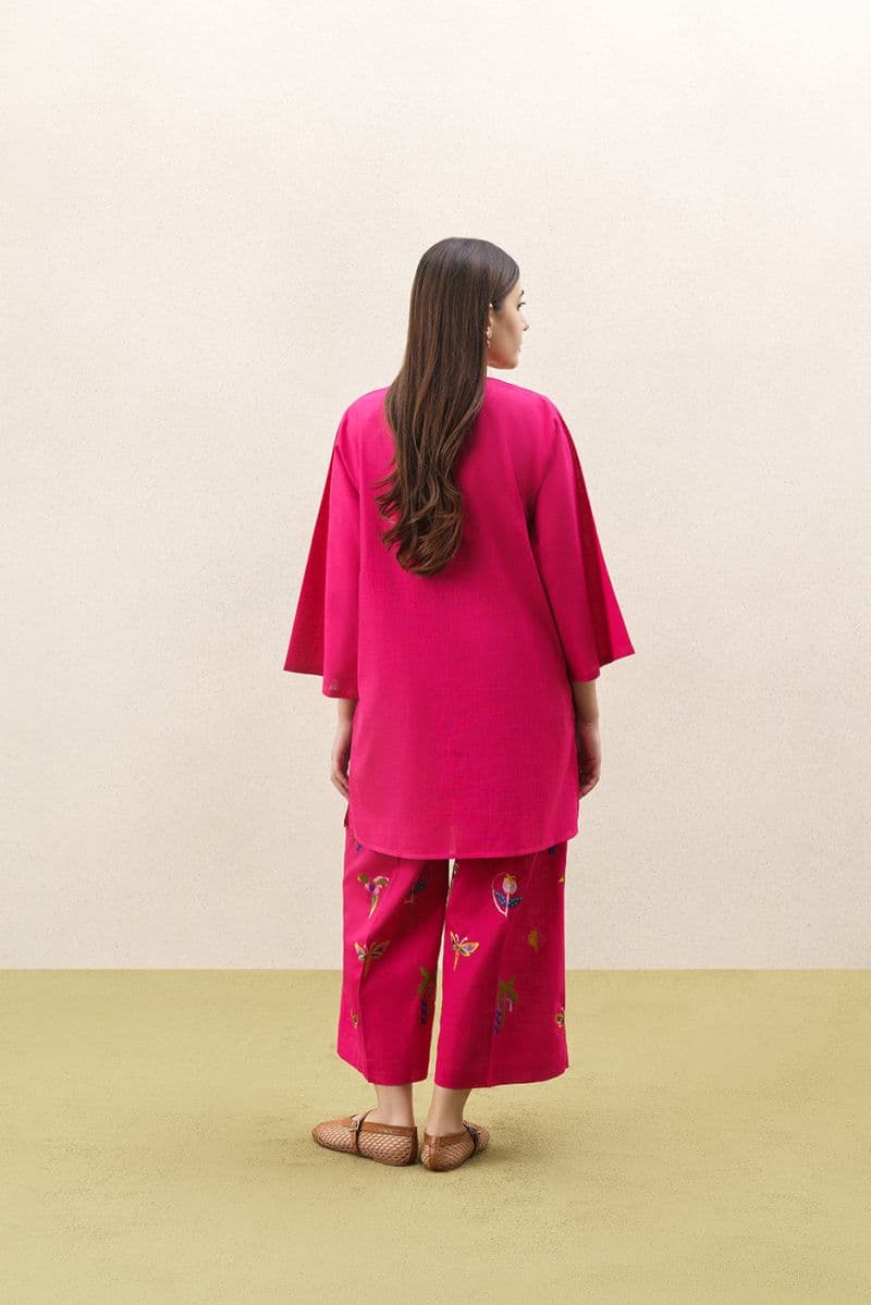 2 PIECE EMBROIDERED TWO WAY SLUB SUIT (PRET) thumbnail