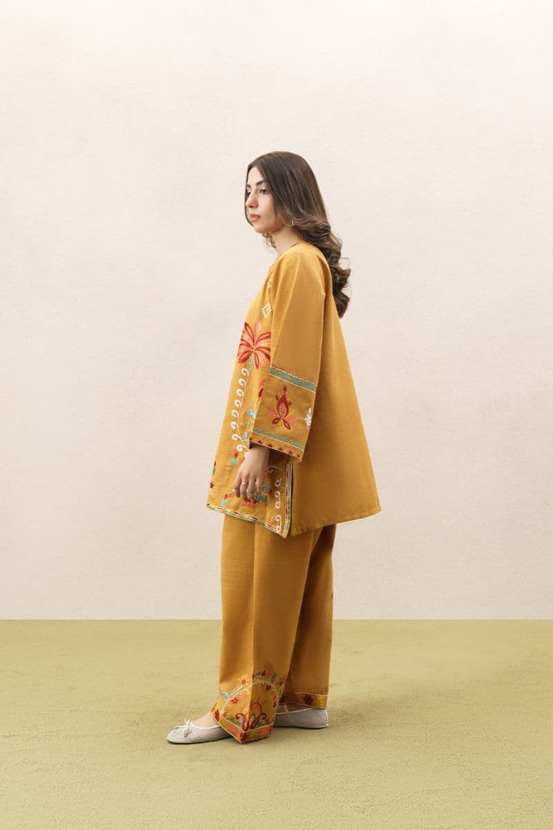 2 PIECE EMBROIDERED TWO WAY SLUB SUIT (PRET) thumbnail