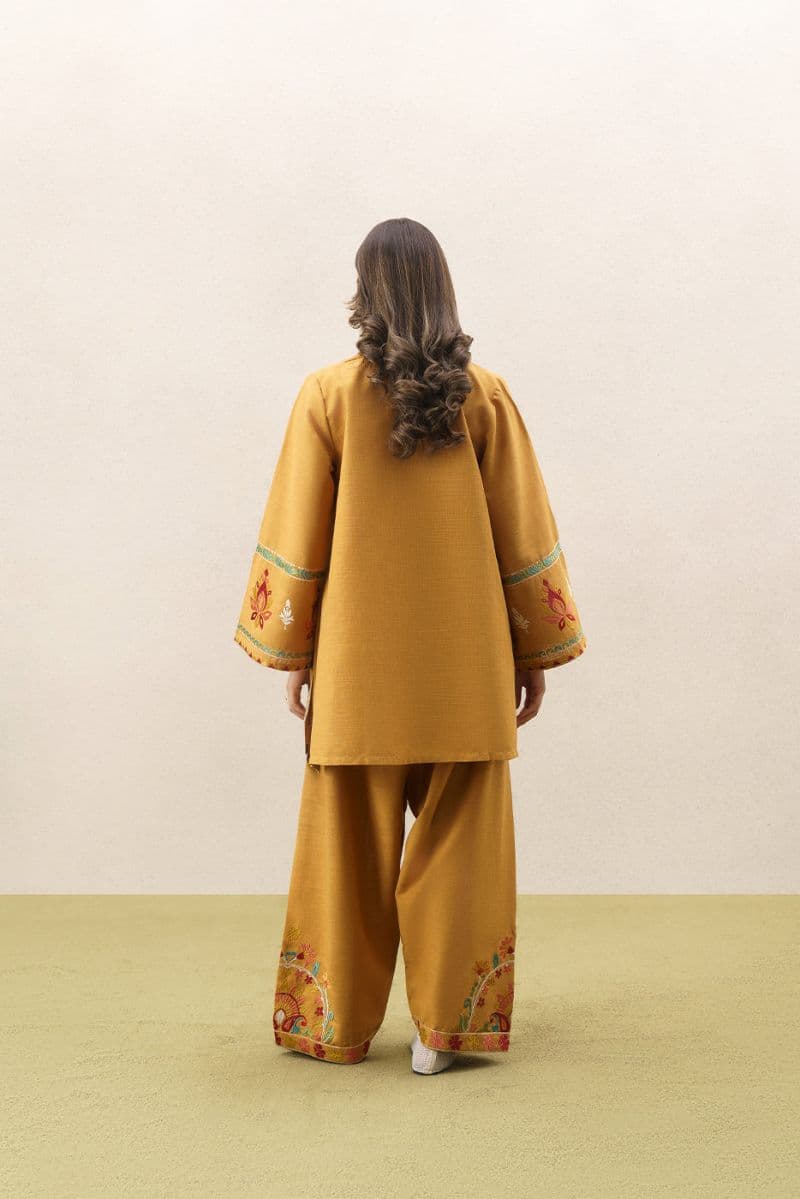 2 PIECE EMBROIDERED TWO WAY SLUB SUIT (PRET) thumbnail