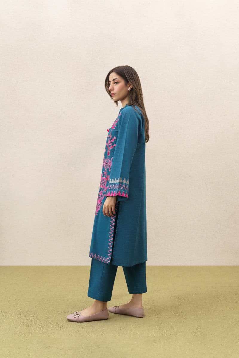 2 PIECE EMBROIDERED SLUB KHADDAR SUIT (PRET) thumbnail