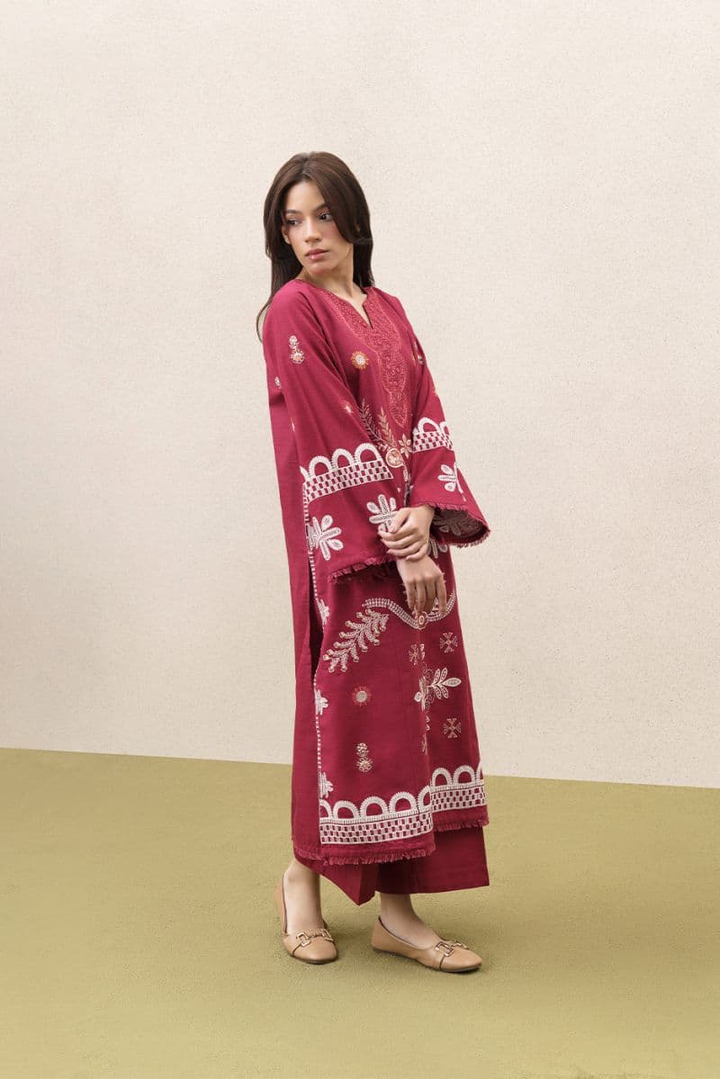 2 PIECE EMBROIDERED SLUB KHADDAR SUIT (PRET) thumbnail