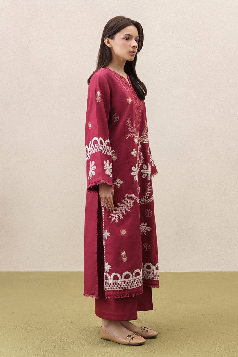 2 PIECE EMBROIDERED SLUB KHADDAR SUIT (PRET) thumbnail