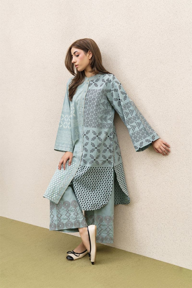 2 PIECE EMBROIDERED DOBBY SUIT (PRET) thumbnail
