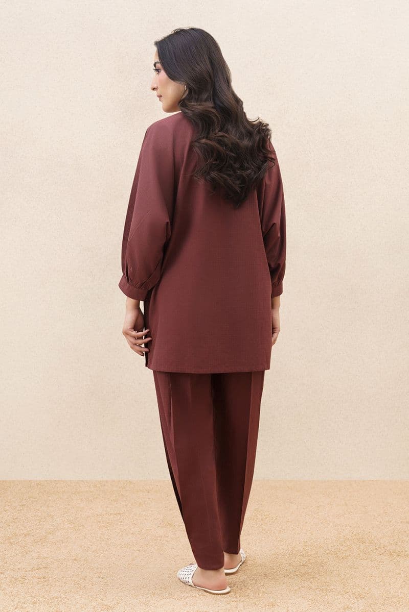 2 PIECE EMBROIDERED DOBBY YARN DYED SUIT (PRET) thumbnail