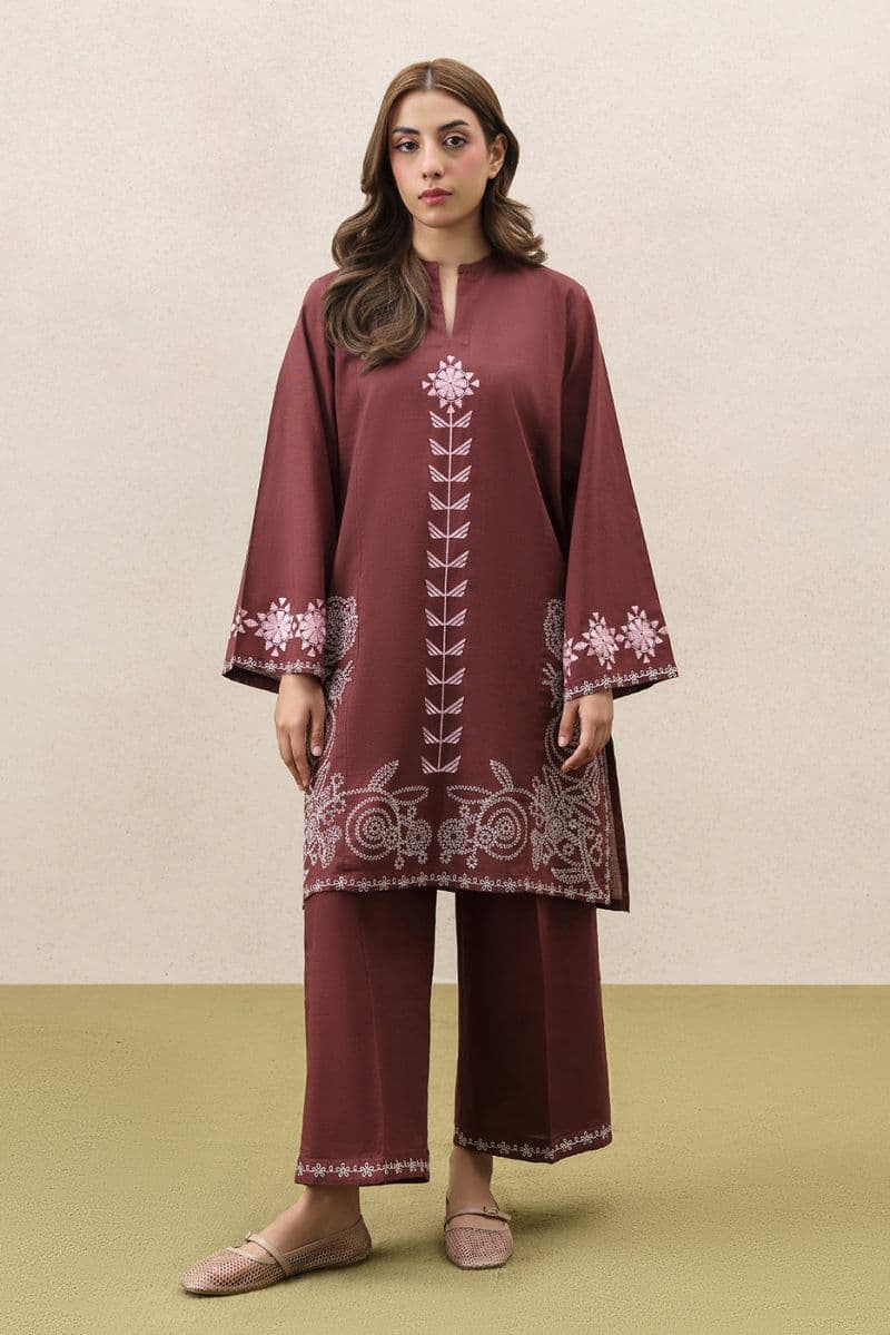 2 PIECE EMBROIDERED SLUB KHADDAR SUIT (PRET) thumbnail