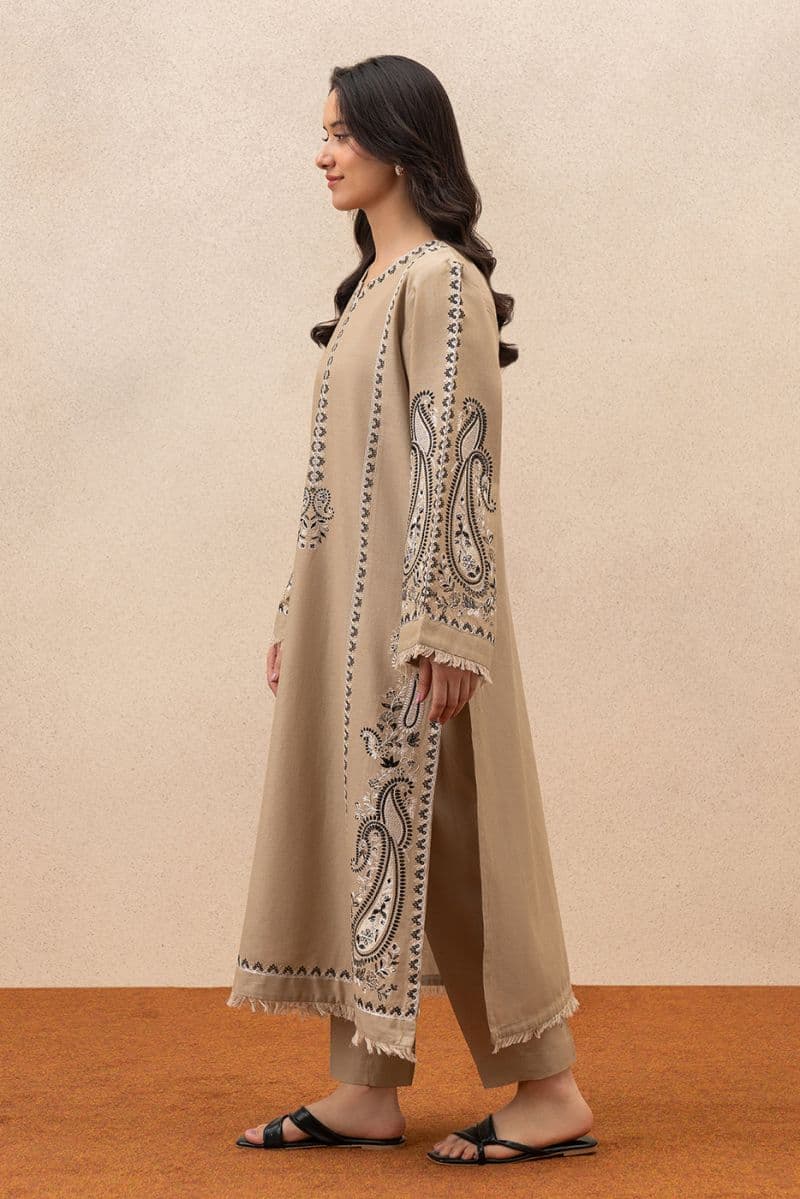 2 PIECE EMBROIDERED SLUB KHADDAR SUIT (PRET) thumbnail