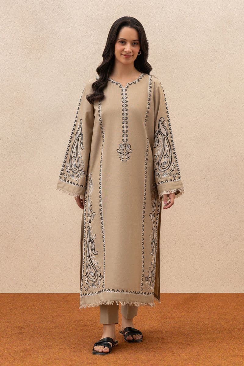 2 PIECE EMBROIDERED SLUB KHADDAR SUIT (PRET) thumbnail