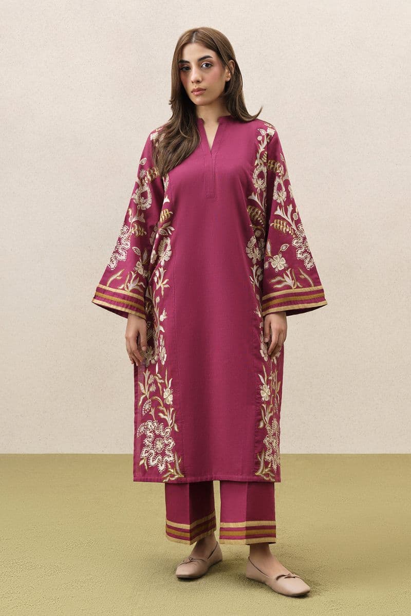 2 PIECE EMBROIDERED SLUB KHADDAR SUIT (PRET) thumbnail