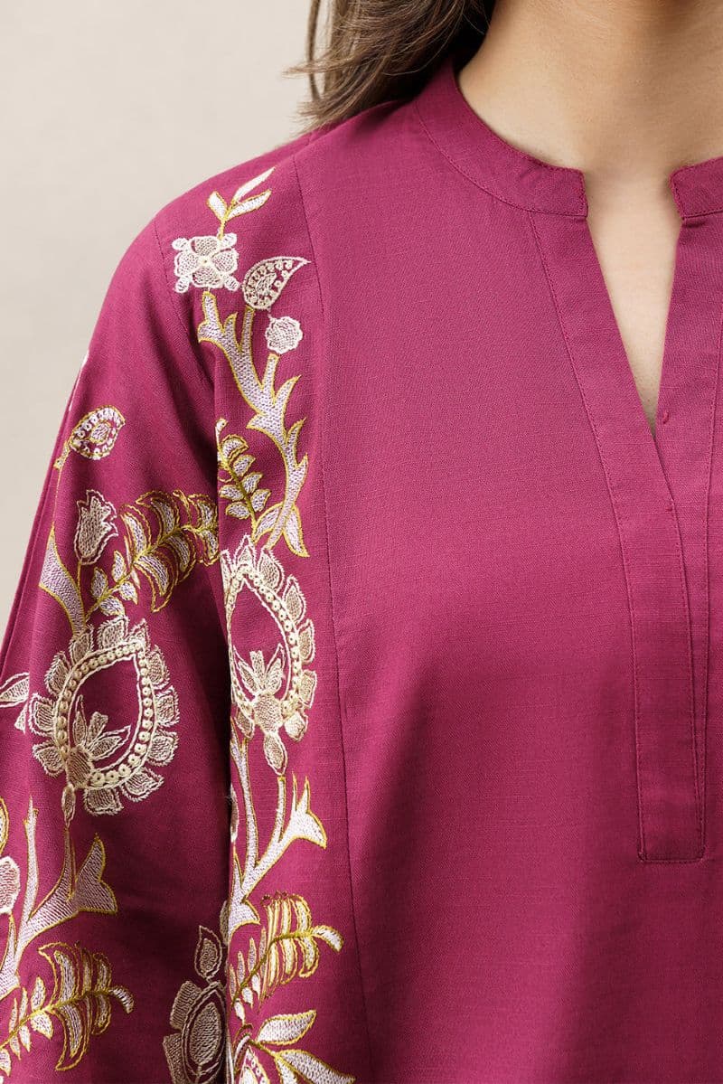 2 PIECE EMBROIDERED SLUB KHADDAR SUIT (PRET) thumbnail