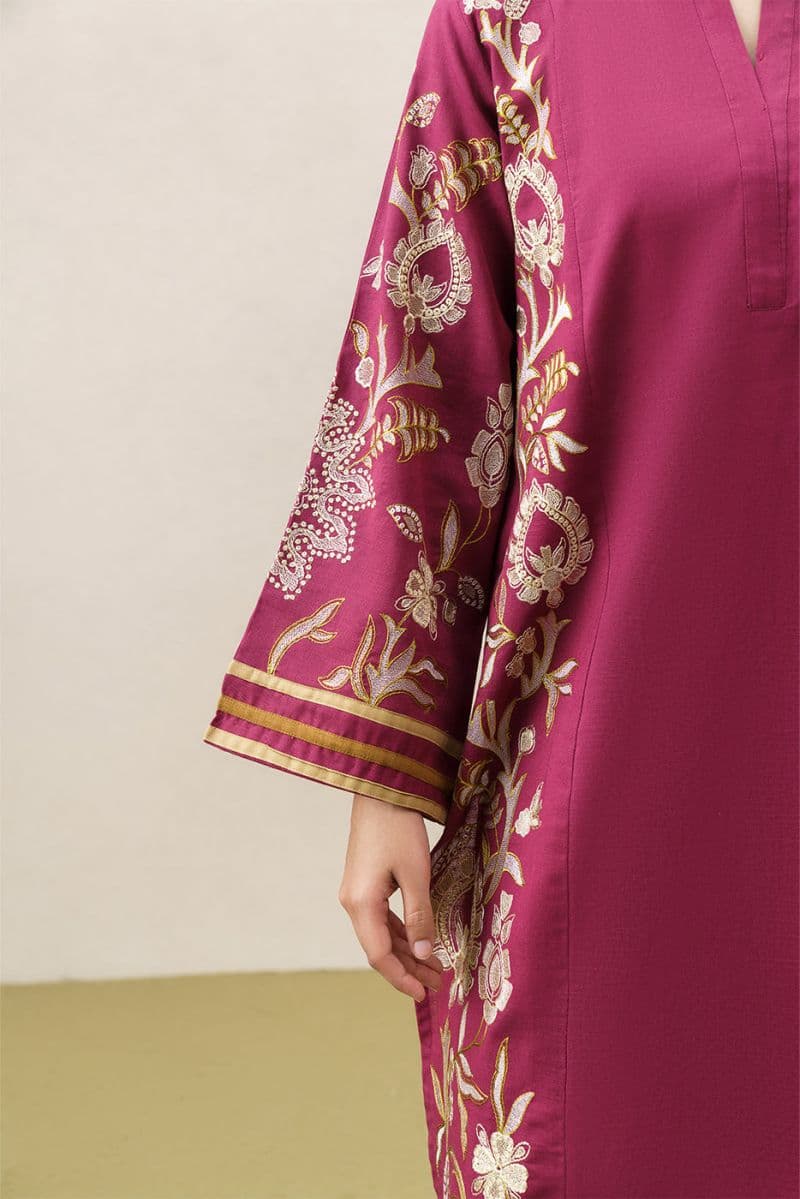2 PIECE EMBROIDERED SLUB KHADDAR SUIT (PRET) thumbnail