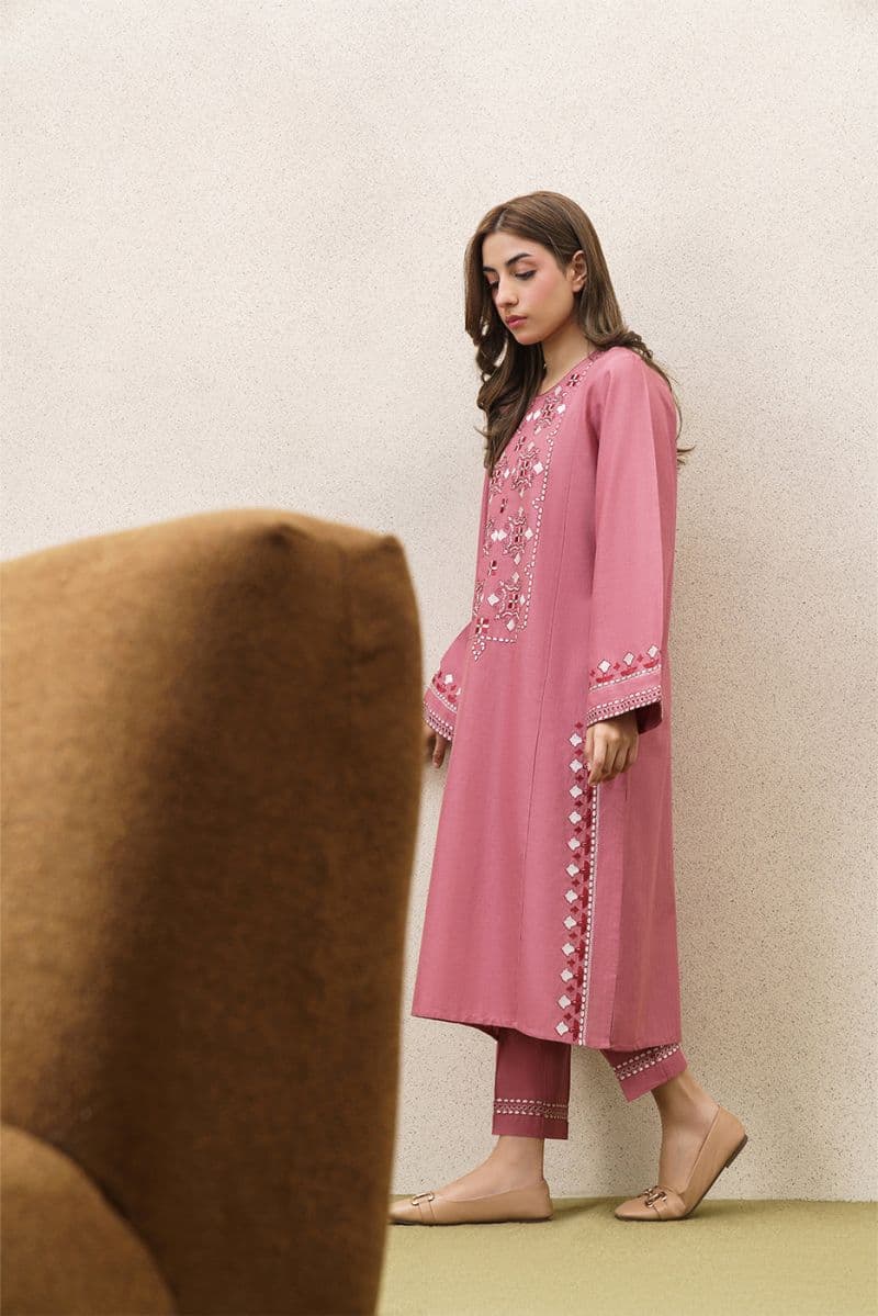 2 PIECE EMBROIDERED SLUB KHADDAR SUIT (PRET) thumbnail