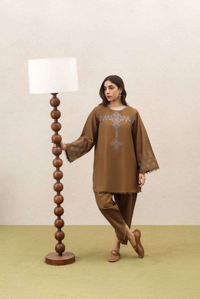 2 PIECE EMBROIDERED SLUB KHADDAR SUIT (PRET) thumbnail