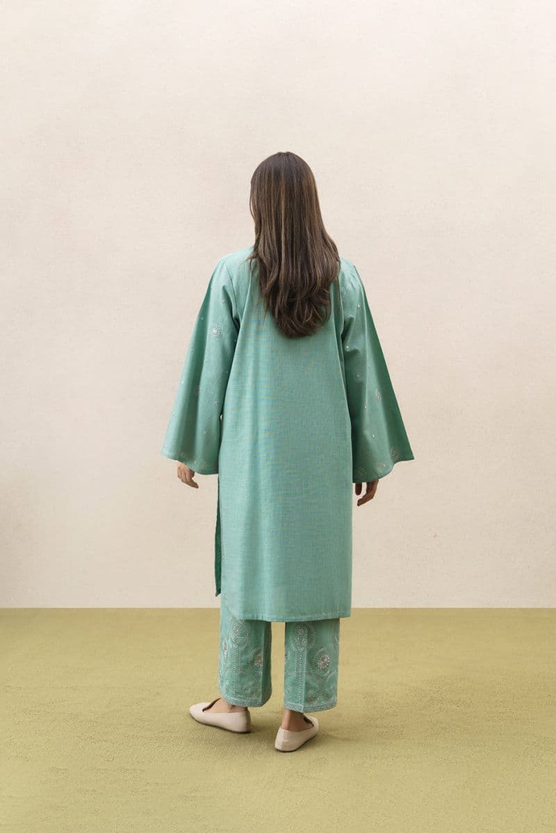 2 PIECE EMBROIDERED SLUB SUIT (PRET) thumbnail