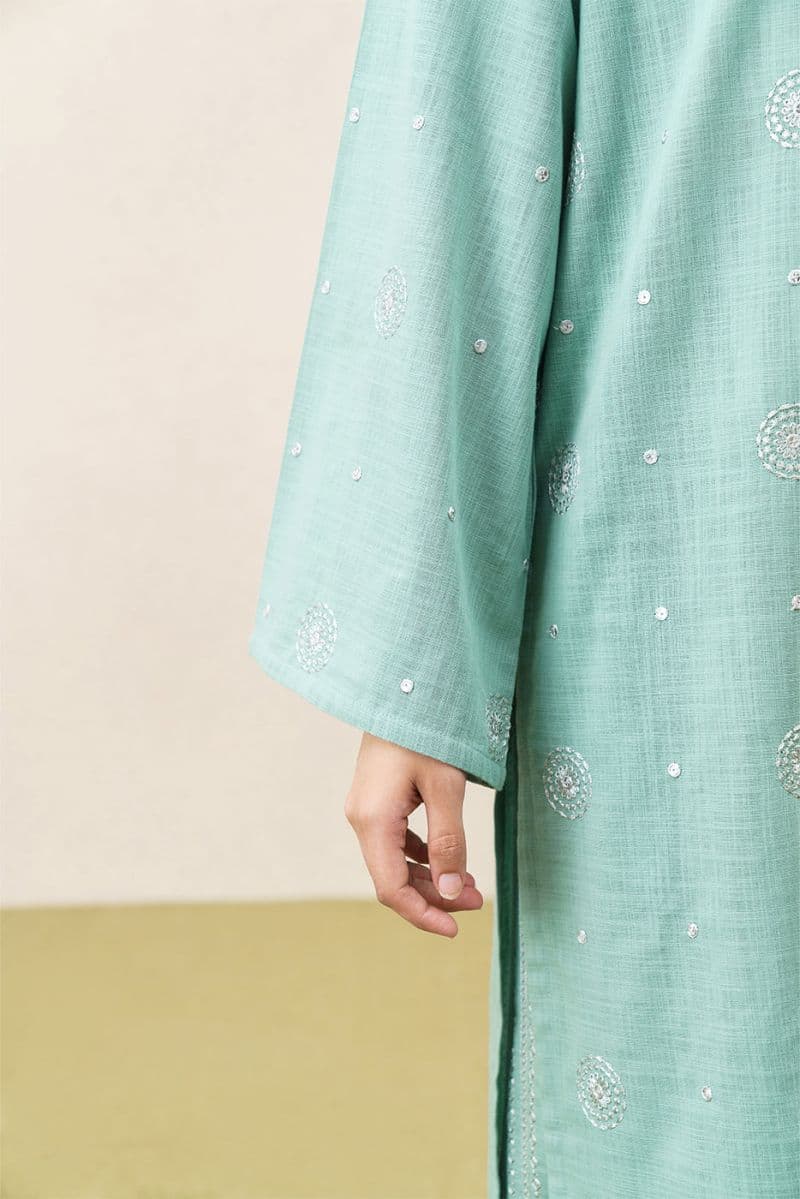2 PIECE EMBROIDERED SLUB SUIT (PRET) thumbnail