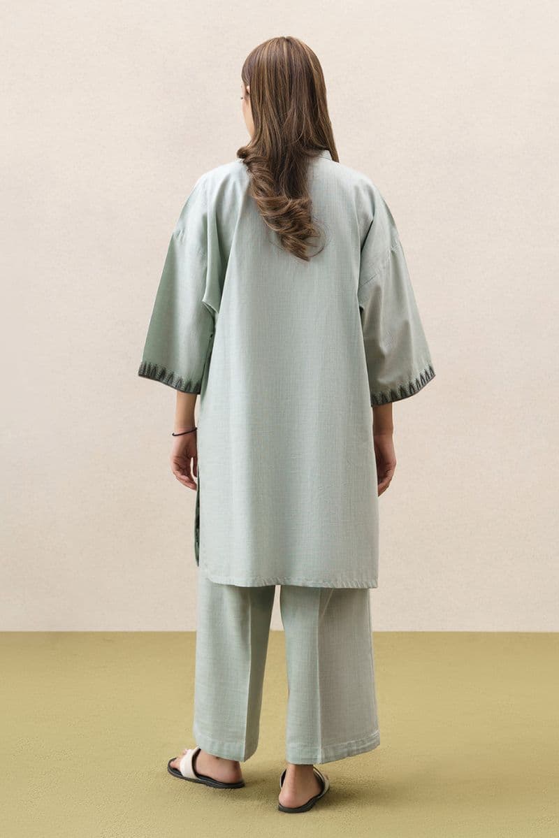 2 PIECE EMBROIDERED TWO WAY SLUB SUIT (PRET) thumbnail