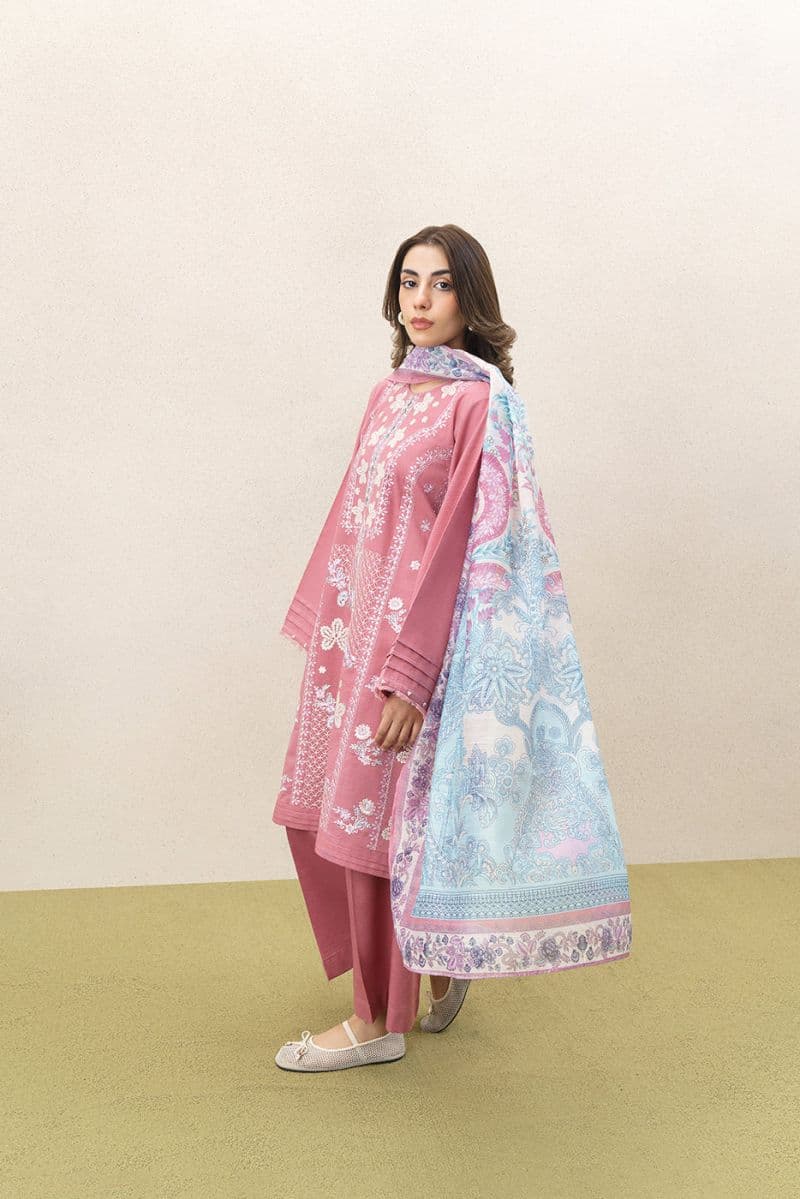 3 PIECE EMBROIDERED SLUB KHADDAR SUIT (PRET) thumbnail