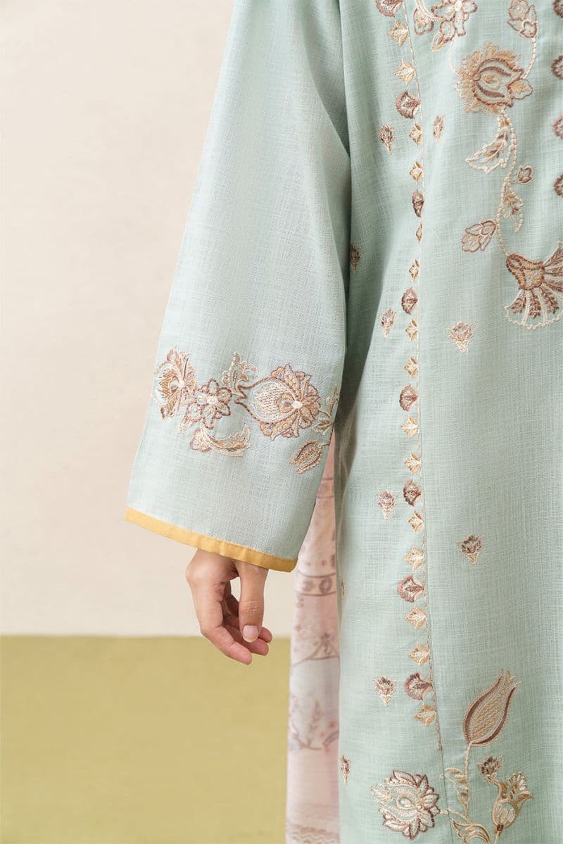 3 PIECE EMBROIDERED SLUB SUIT (PRET) thumbnail