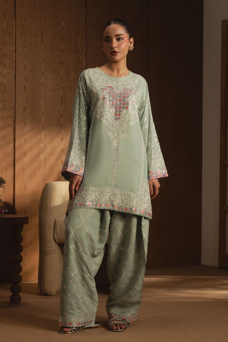 EMBROIDERED RAW SILK SHIRT (LUXURY PRET) thumbnail