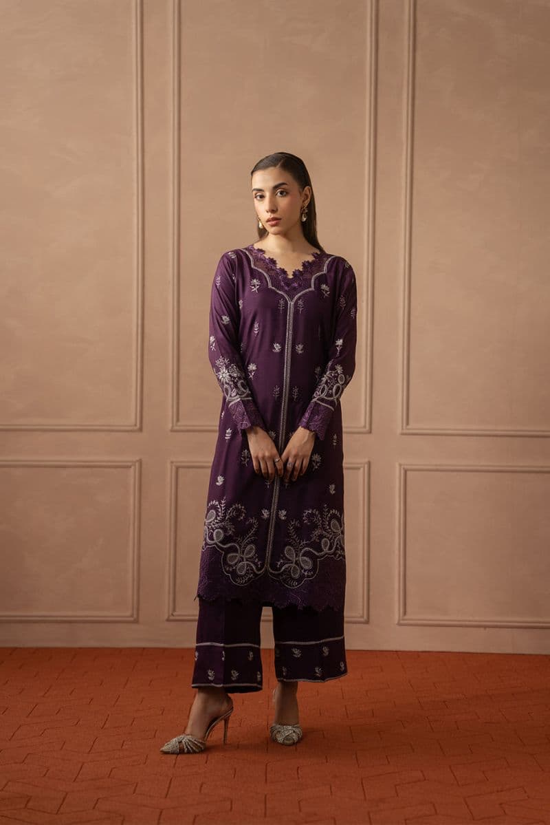 2 PIECE EMBROIDERED RAW SILK SUIT (LUXURY PRET) thumbnail