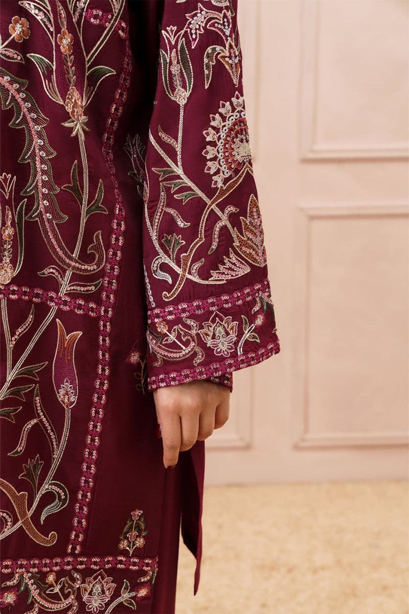 2 PIECE EMBROIDERED RAW SILK SUIT (LUXURY PRET) thumbnail