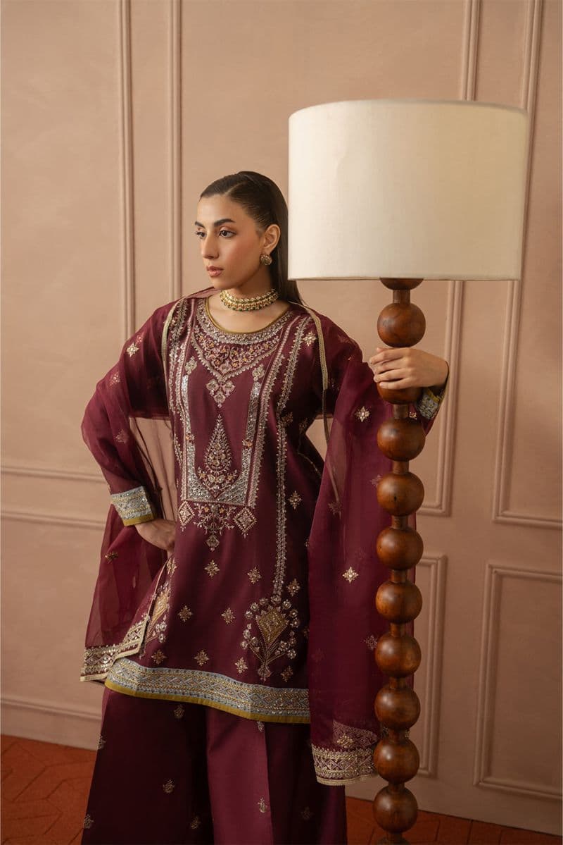 3 PIECE EMBROIDERED PAPER COTTON SUIT (LUXURY PRET) thumbnail