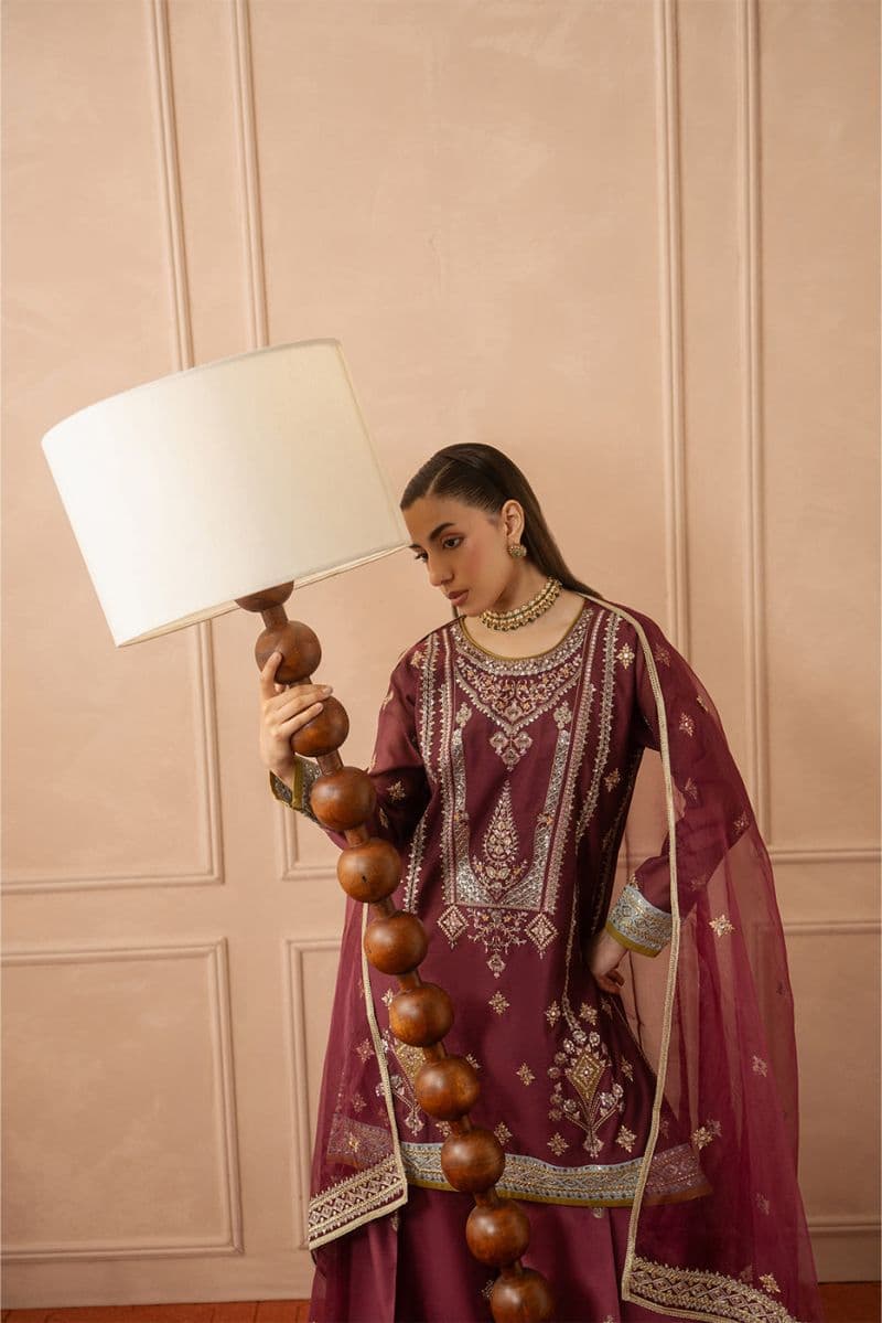 3 PIECE EMBROIDERED PAPER COTTON SUIT (LUXURY PRET) thumbnail