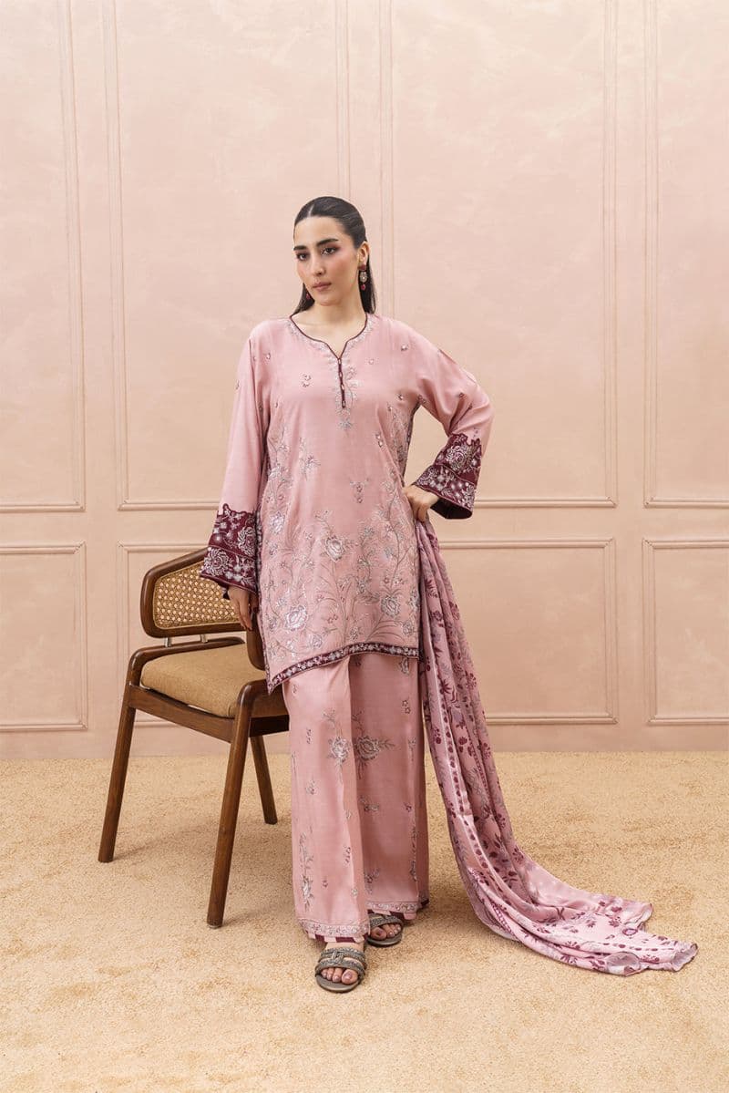 3 PIECE EMBROIDERED RAW SILK SUIT (LUXURY PRET) thumbnail