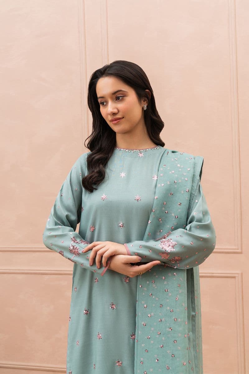 3 PIECE EMBROIDERED RAW SILK SUIT (LUXURY PRET) thumbnail