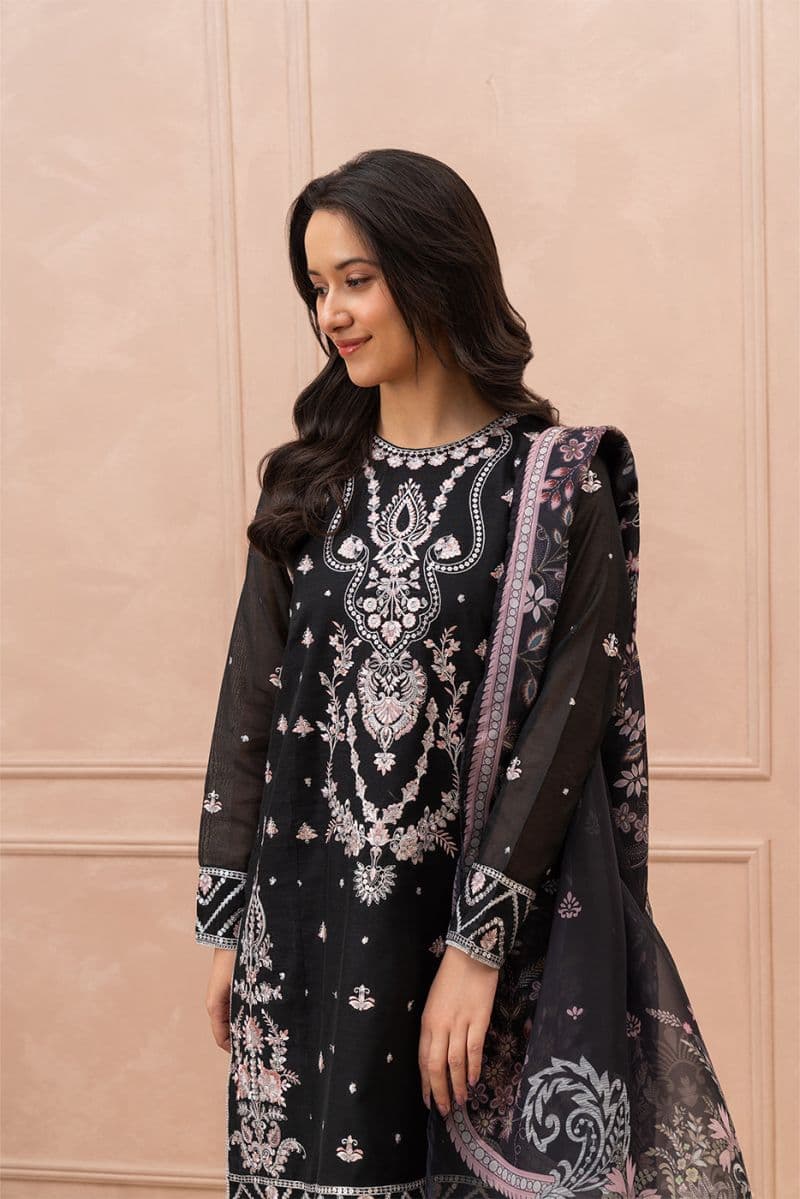 3 PIECE EMBROIDERED PAPER COTTON SUIT (LUXURY PRET) thumbnail
