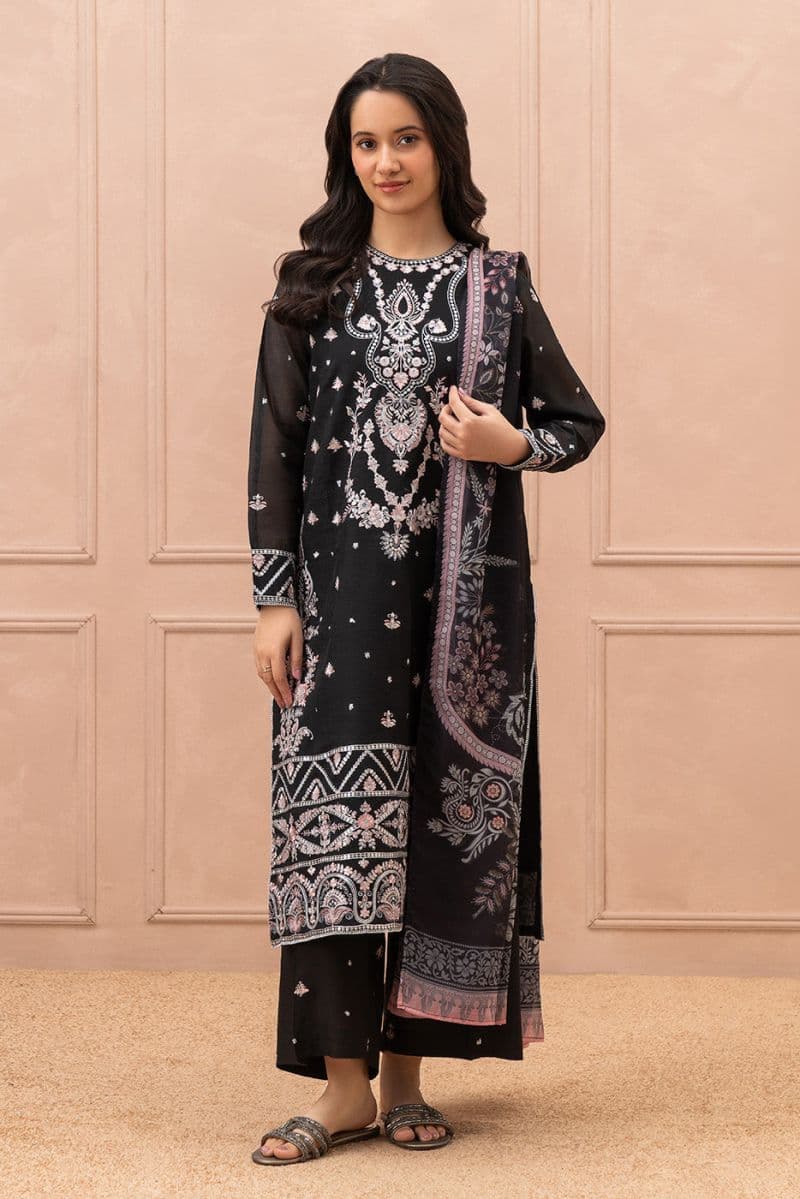 3 PIECE EMBROIDERED PAPER COTTON SUIT (LUXURY PRET) thumbnail