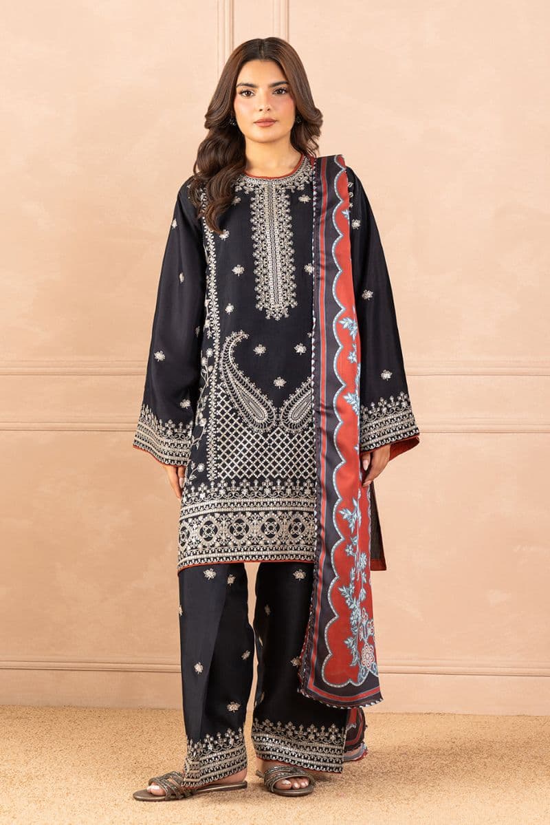 3 PIECE EMBROIDERED RAW SILK SUIT (LUXURY PRET) thumbnail