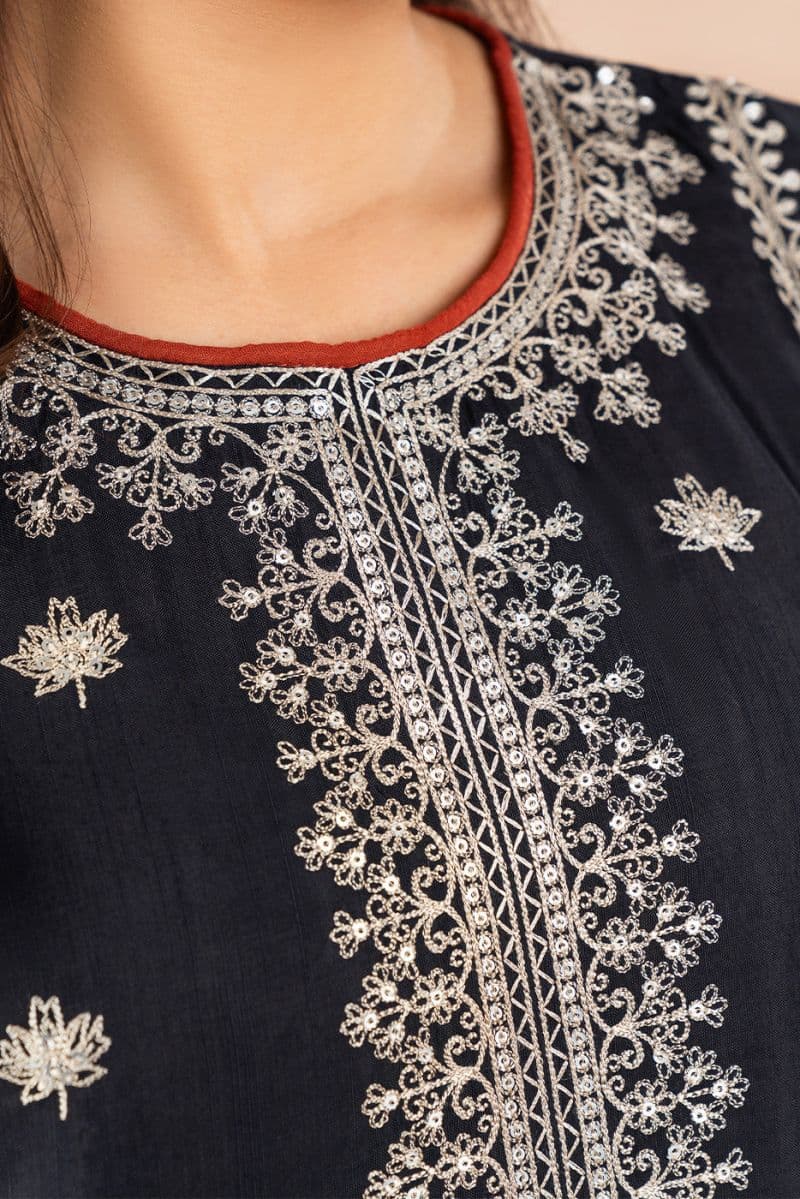 3 PIECE EMBROIDERED RAW SILK SUIT (LUXURY PRET) thumbnail