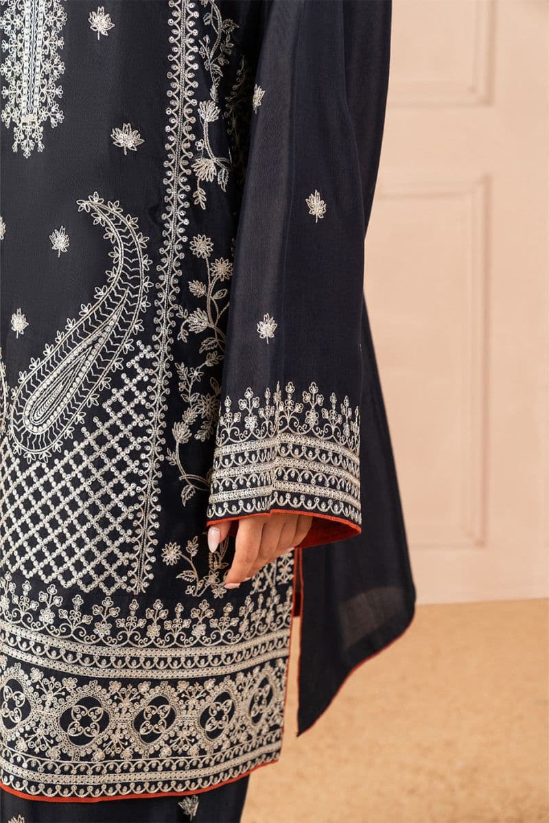 3 PIECE EMBROIDERED RAW SILK SUIT (LUXURY PRET) thumbnail