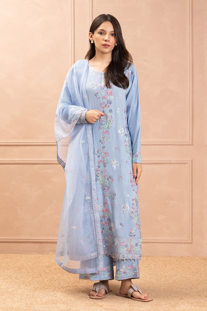 3 PIECE EMBROIDERED RAW SILK SUIT (LUXURY PRET) thumbnail