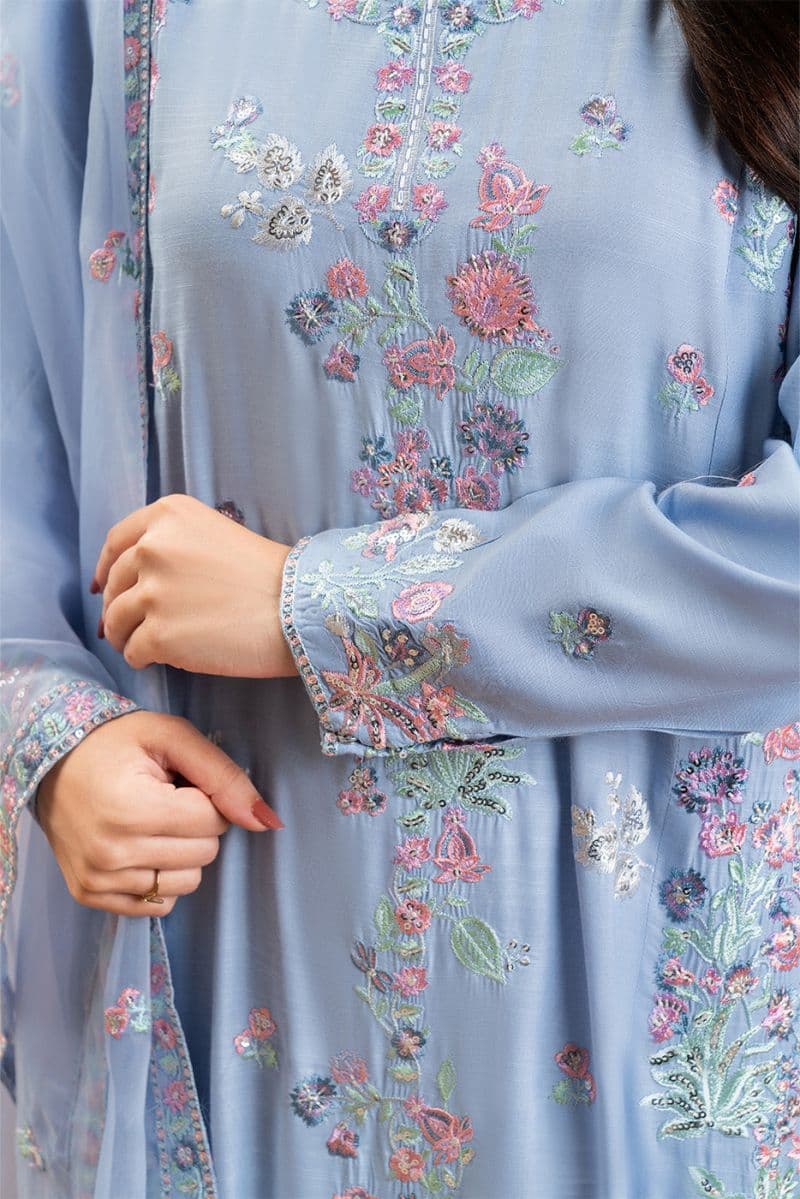 3 PIECE EMBROIDERED RAW SILK SUIT (LUXURY PRET) thumbnail
