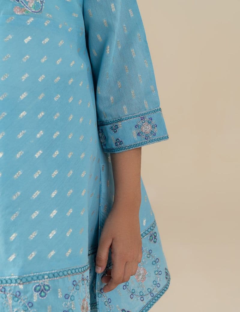 2 PIECE EMBROIDERED PEPLUM SUIT thumbnail