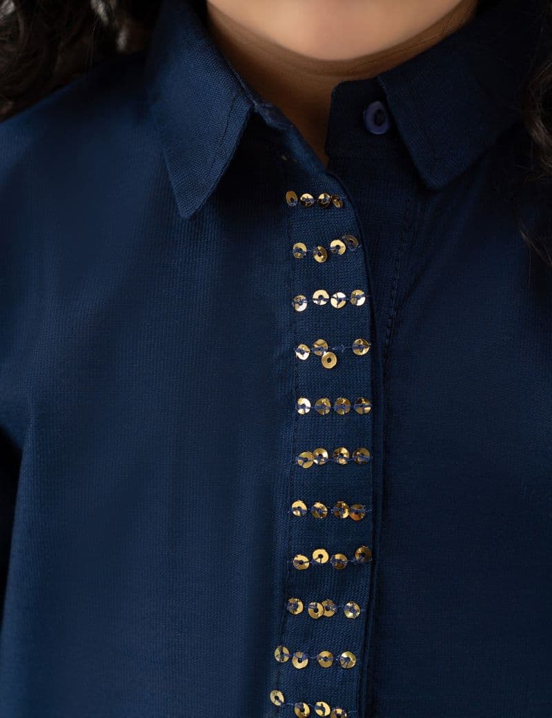 2 PIECE BUTTON DOWN EMBROIDERED SUIT thumbnail