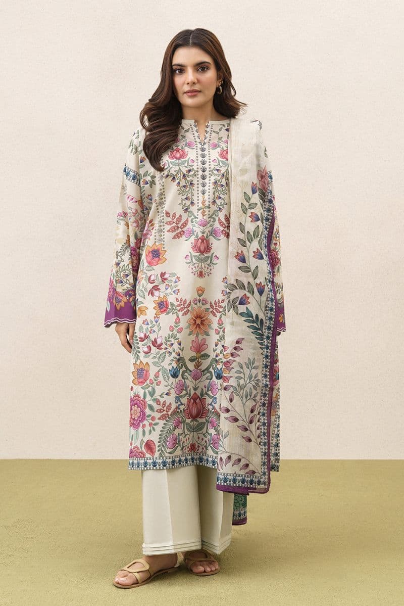 3 PIECE PRINTED LAWN SUIT-TROPIC TUNE (UNSTITCHED) thumbnail