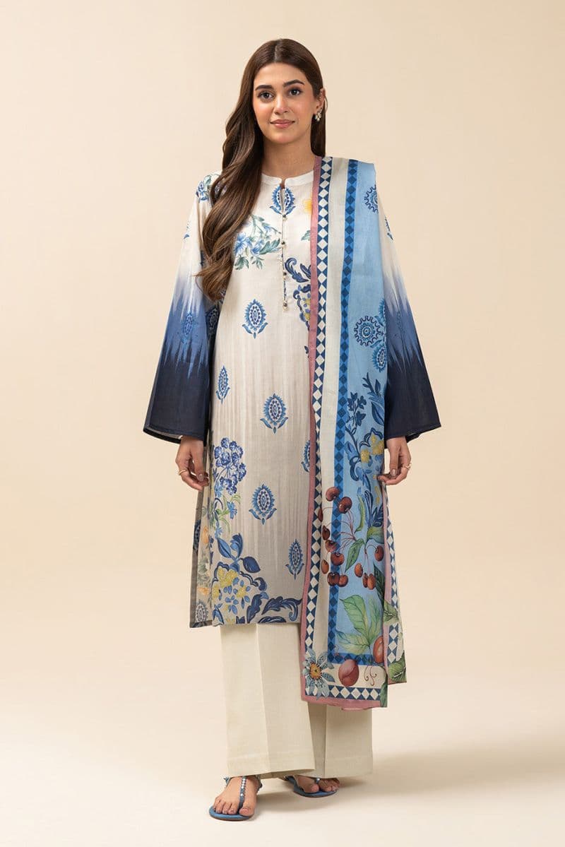 3 PIECE PRINTED LAWN SUIT-DAY MAGIC (UNSTITCHED) thumbnail