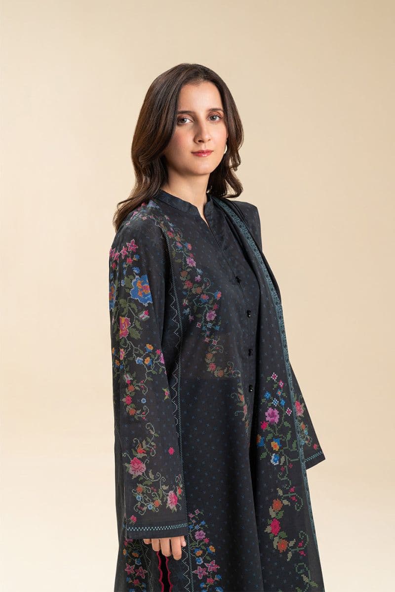 3 PICE PRINTED LAWN SUIT-DARK MYSTERY (UNSTITCHED) thumbnail