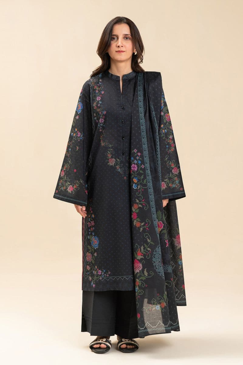 3 PICE PRINTED LAWN SUIT-DARK MYSTERY (UNSTITCHED) thumbnail