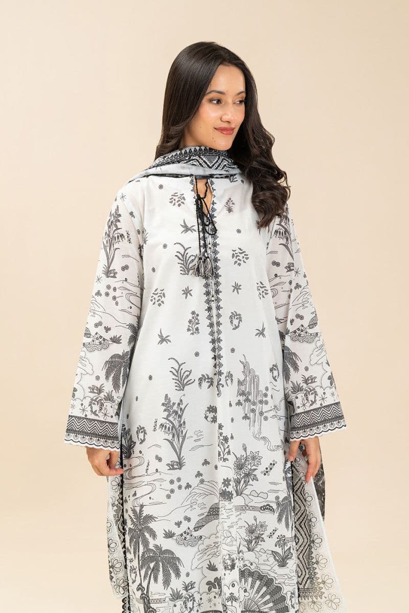 3 PIECE PRINTED LAWN SUIT-HERITAGE NOIR (UNSTITCHED) thumbnail
