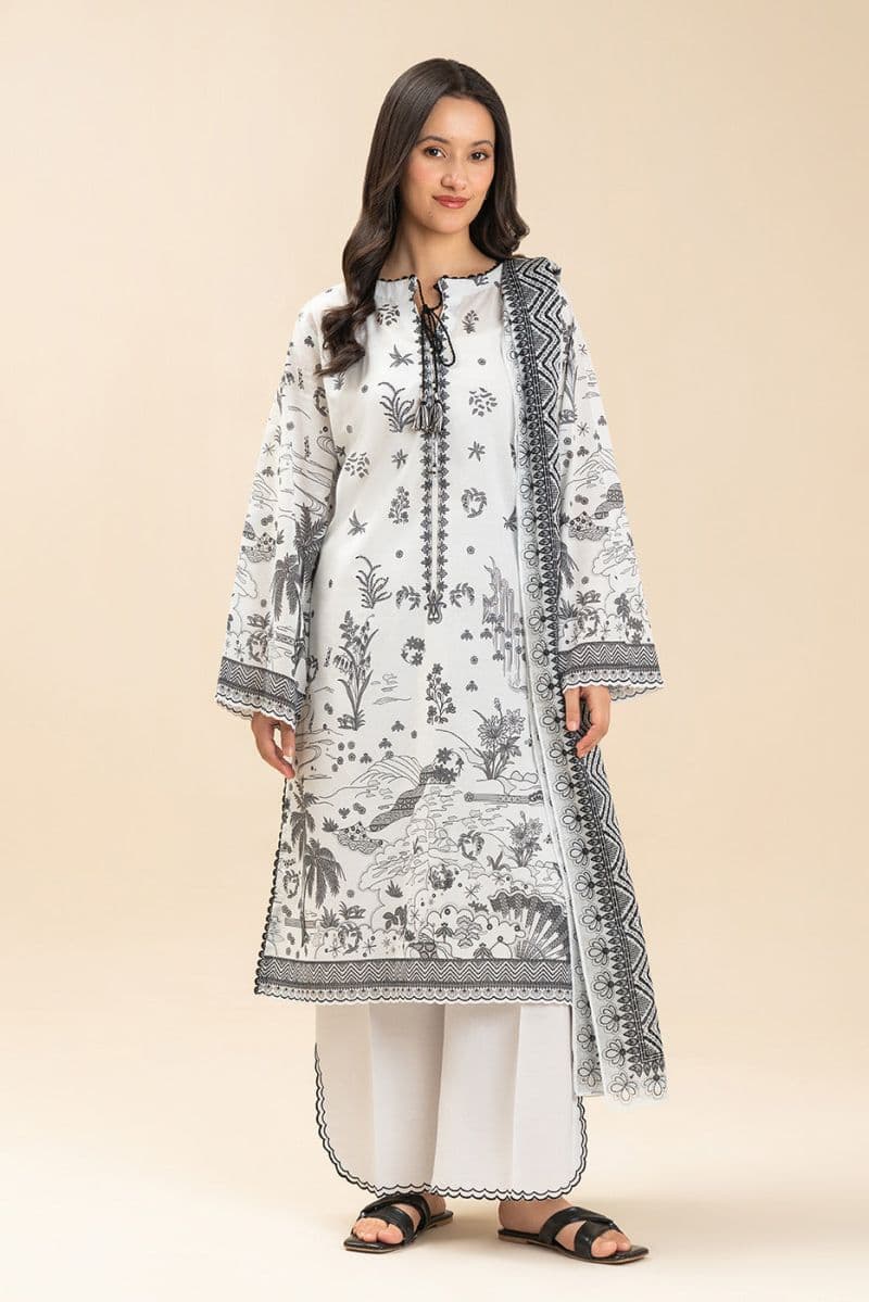 3 PIECE PRINTED LAWN SUIT-HERITAGE NOIR (UNSTITCHED) thumbnail