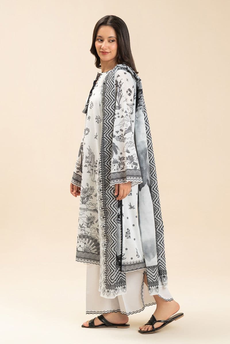 3 PIECE PRINTED LAWN SUIT-HERITAGE NOIR (UNSTITCHED) thumbnail