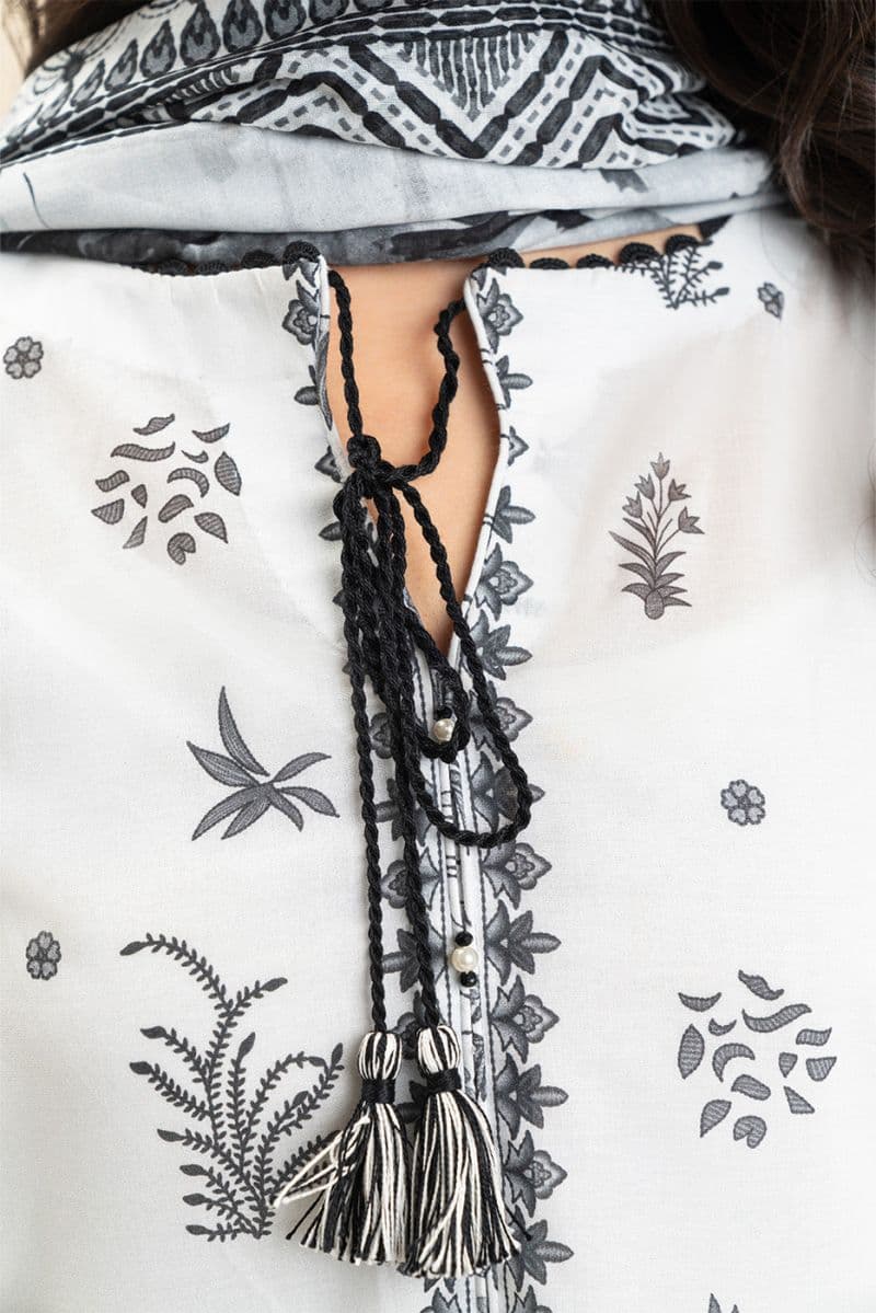 3 PIECE PRINTED LAWN SUIT-HERITAGE NOIR (UNSTITCHED) thumbnail