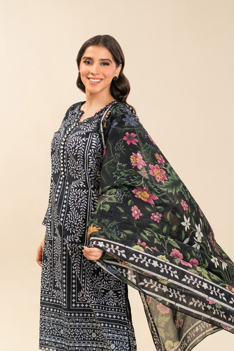 3 PIECE PRINTED LAWN SUIT-OBSIDIAN BLOOM (UNSTITCHED) thumbnail