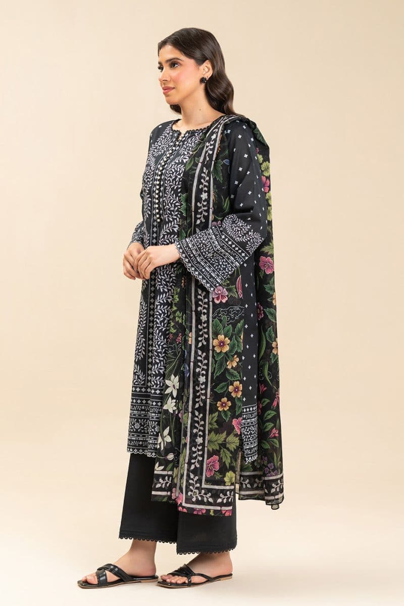 3 PIECE PRINTED LAWN SUIT-OBSIDIAN BLOOM (UNSTITCHED) thumbnail
