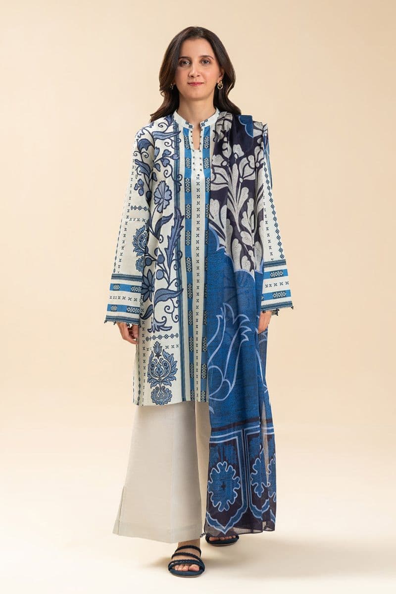 3 PICE PRINTED LAWN SUIT-MAGICIANS BLUE (UNSTITCHED) thumbnail